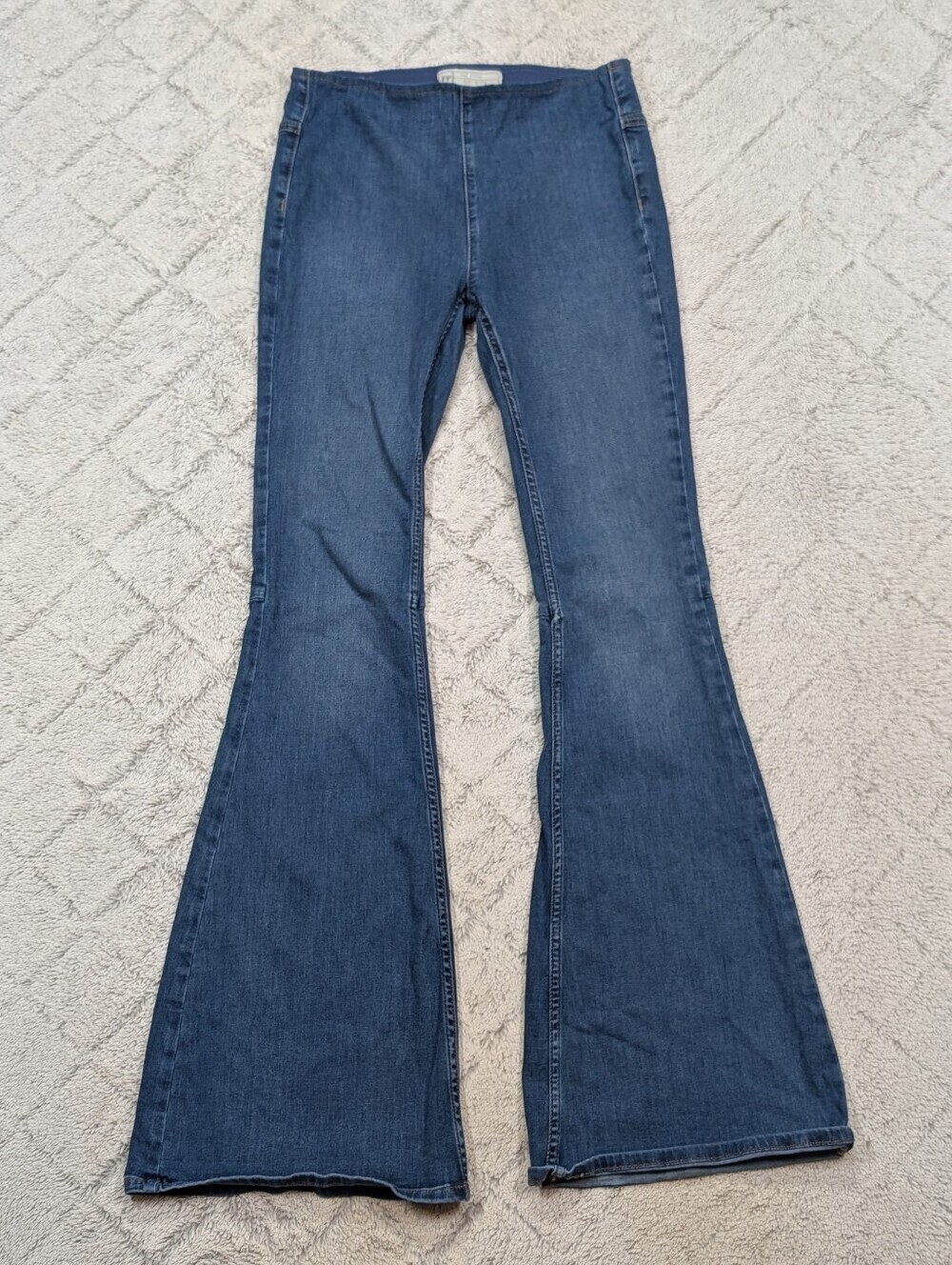 Free People Jeans Womens 27 Blue Denim Stretch Penny Pull On Flare Bell Bottoms
